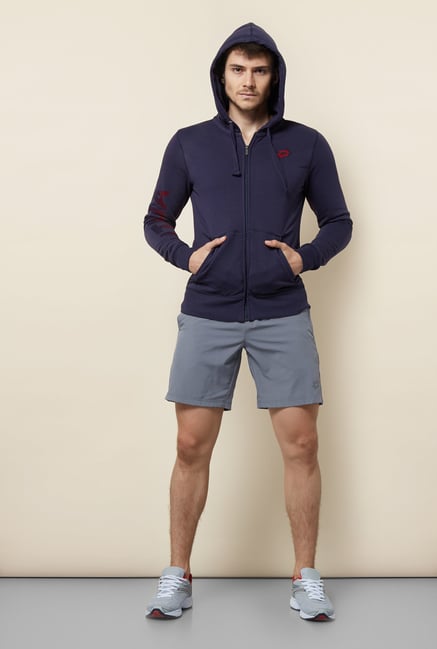 Lotto Navy Solid Cotton Hoodie Lotto Navy Solid Cotton Hoodie