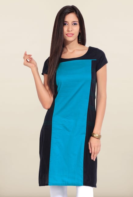 W Blue Solid Cotton Kurta W Blue Solid Cotton Kurta
