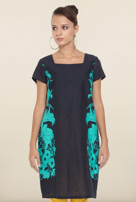 W Navy Printed Kurta W Navy Printed Kurta