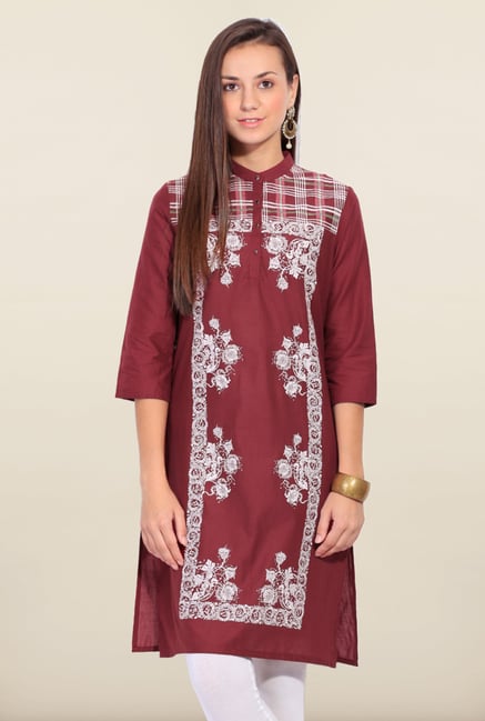 W Maroon Printed Kurta W Maroon Printed Kurta
