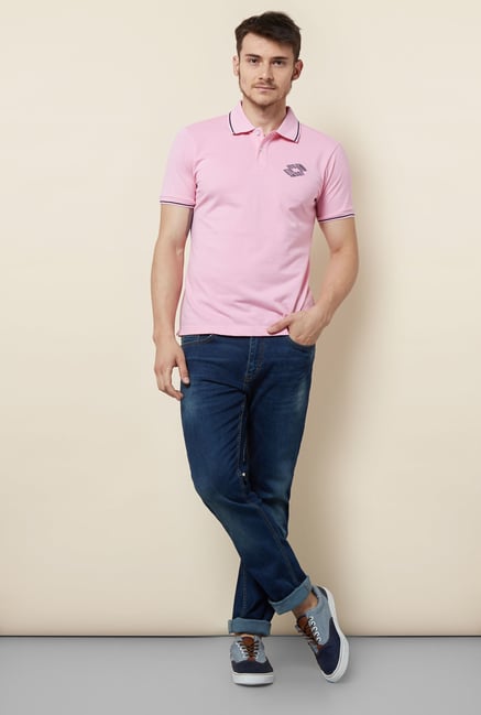 Lotto Pink Solid Polo T Shirt Lotto Pink Solid Polo T Shirt