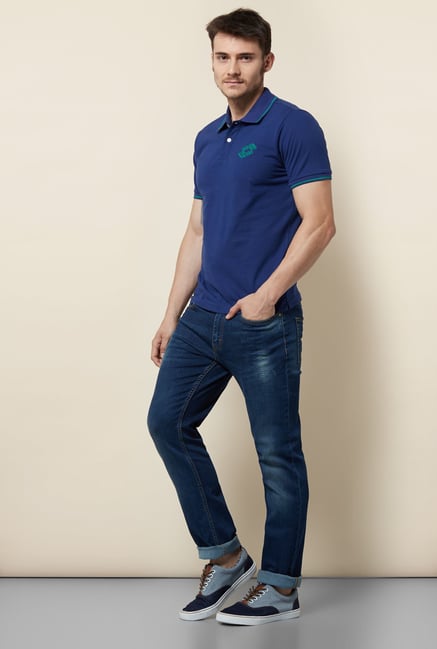 Lotto Dark Blue Solid Polo T Shirt Lotto Dark Blue Solid Polo T Shirt