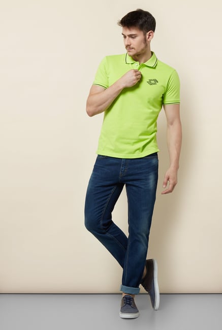 Lotto Lime Green Solid Polo T Shirt Lotto Lime Green Solid Polo T Shirt