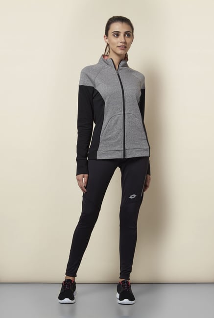 Lotto Grey & Black Solid Sports Jacket Lotto Grey & Black Solid Sports Jacket