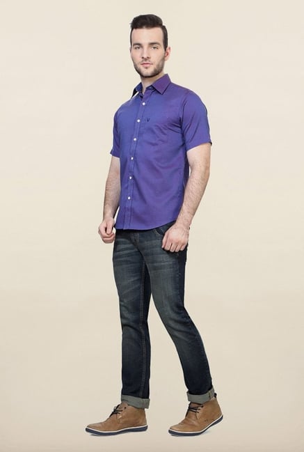 Allen Solly Blue Solid Casual Shirt Allen Solly Blue Solid Casual Shirt