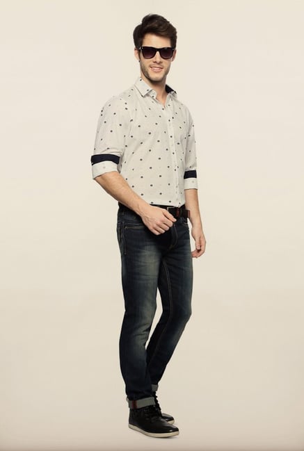 Allen Solly White Printed Casual Shirt Allen Solly White Printed Casual Shirt