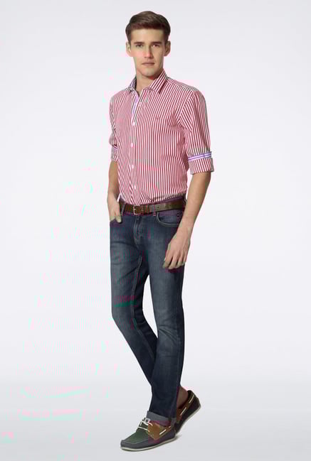 Allen Solly Red Striped Casual Shirt Allen Solly Red Striped Casual Shirt