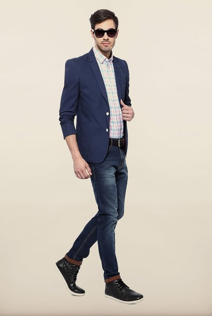 Allen Solly Blue Solid Blazer Allen Solly Blue Solid Blazer