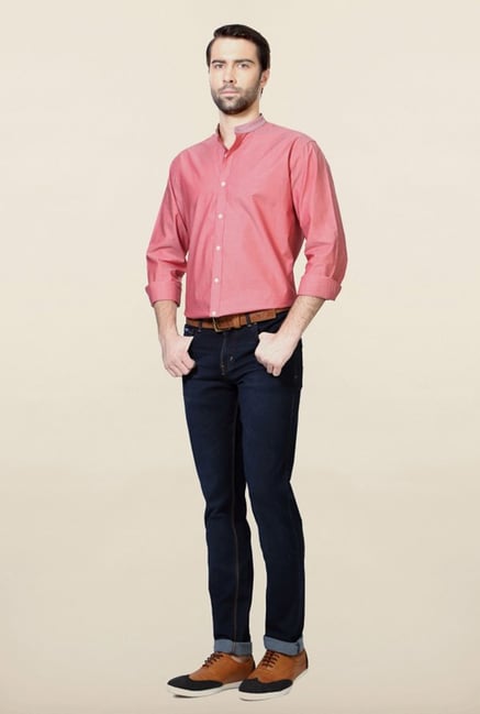 Van Heusen Pink Self Printed Shirt Van Heusen Pink Self Printed Shirt