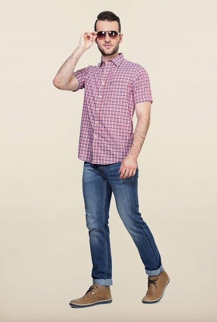 Allen Solly Red Checks Casual Shirt Allen Solly Red Checks Casual Shirt