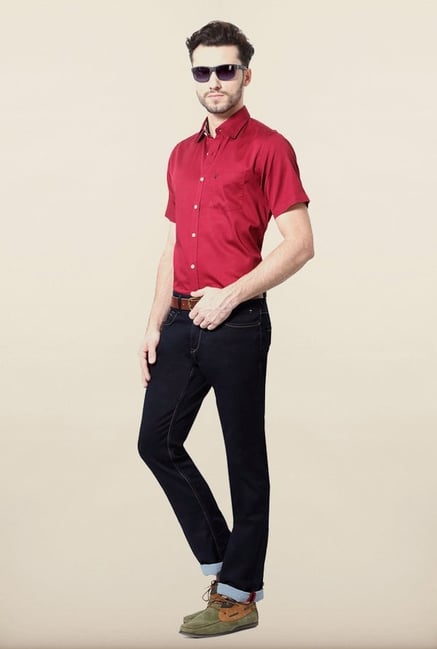 Allen Solly Red Solid Casual Shirt Allen Solly Red Solid Casual Shirt