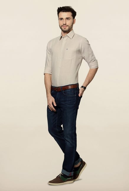 Allen Solly Cream Solid Casual Shirt Allen Solly Cream Solid Casual Shirt