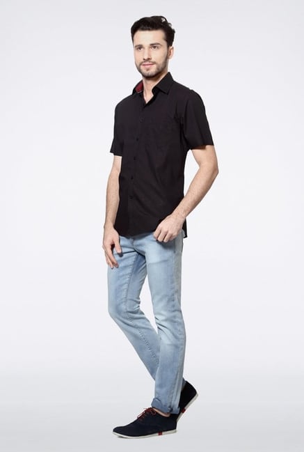 Allen Solly Black Solid Casual Shirt Allen Solly Black Solid Casual Shirt