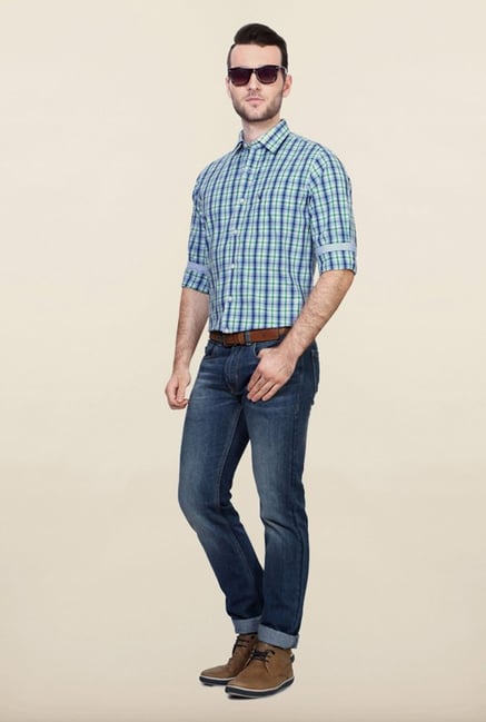 Allen Solly Blue Checks Casual Shirt Allen Solly Blue Checks Casual Shirt