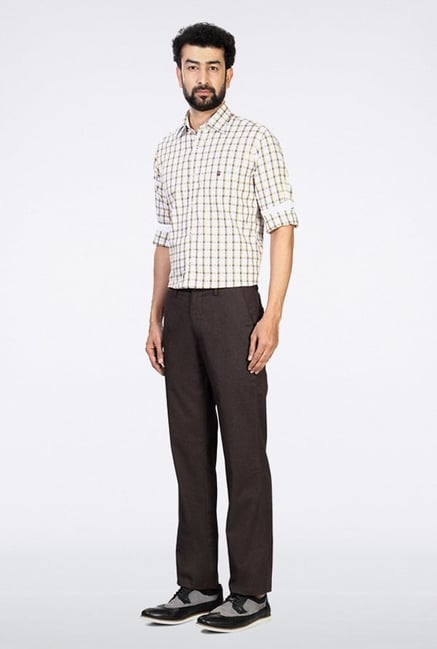 Allen Solly Brown Solid Casual Trouser Allen Solly Brown Solid Casual Trouser