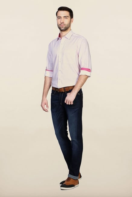 Allen Solly Dark Blue Solid Jeans Allen Solly Dark Blue Solid Jeans
