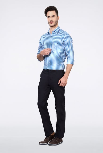 Allen Solly Navy Solid Casual Trouser Allen Solly Navy Solid Casual Trouser
