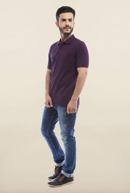 Van Heusen Purple Solid Polo T Shirt Van Heusen Purple Solid Polo T Shirt