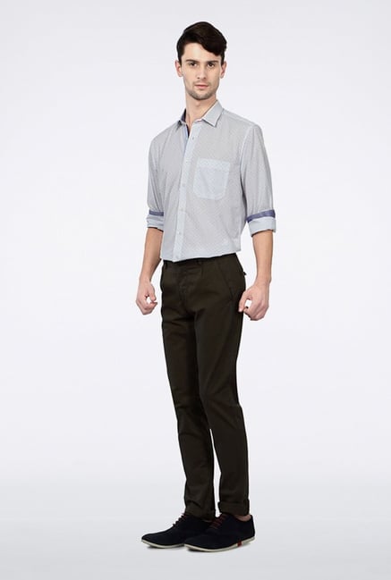 Allen Solly Olive Solid Casual Trouser Allen Solly Olive Solid Casual Trouser