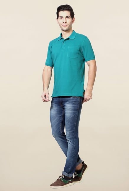 Van Heusen Teal Solid T Shirt Van Heusen Teal Solid T Shirt