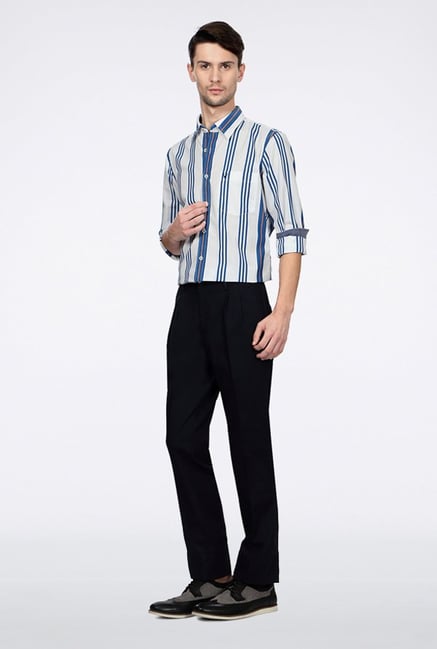 Allen Solly Navy Solid Casual Trouser Allen Solly Navy Solid Casual Trouser