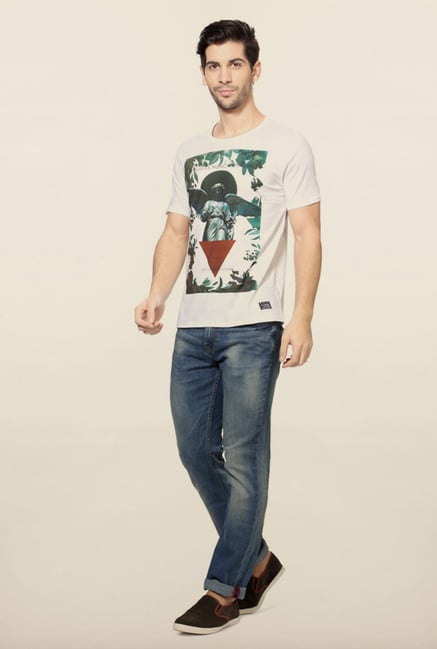 Van Heusen White Graphic Printed T Shirt Van Heusen White Graphic Printed T Shirt