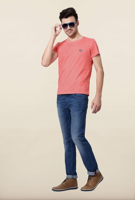 Allen Solly Peach Solid T shirt Allen Solly Peach Solid T shirt