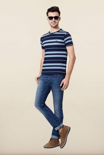 Allen Solly Navy Striped T shirt Allen Solly Navy Striped T shirt