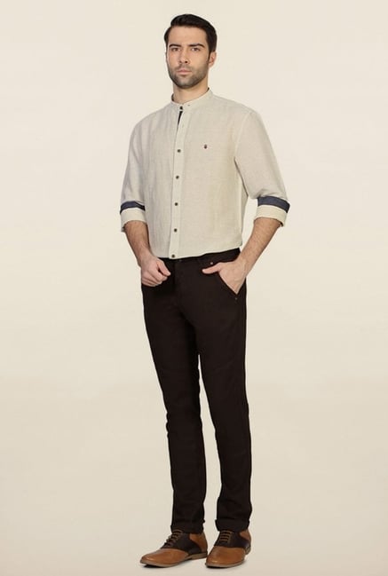 Van Heusen Dark Brown Solid Chinos Van Heusen Dark Brown Solid Chinos