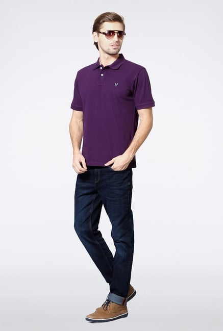 Allen Solly Purple Solid Polo T shirt Allen Solly Purple Solid Polo T shirt