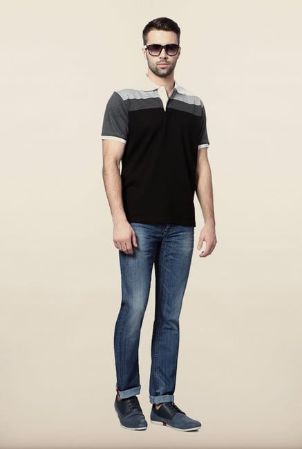 Allen Solly Black Solid Polo T shirt Allen Solly Black Solid Polo T shirt