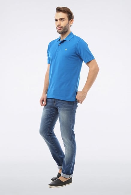 Allen Solly Blue Solid Polo T shirt Allen Solly Blue Solid Polo T shirt