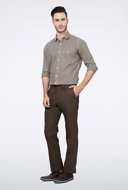 Allen Solly Brown Solid Casual Trouser Allen Solly Brown Solid Casual Trouser