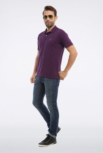 Allen Solly Purple Solid Polo T shirt Allen Solly Purple Solid Polo T shirt
