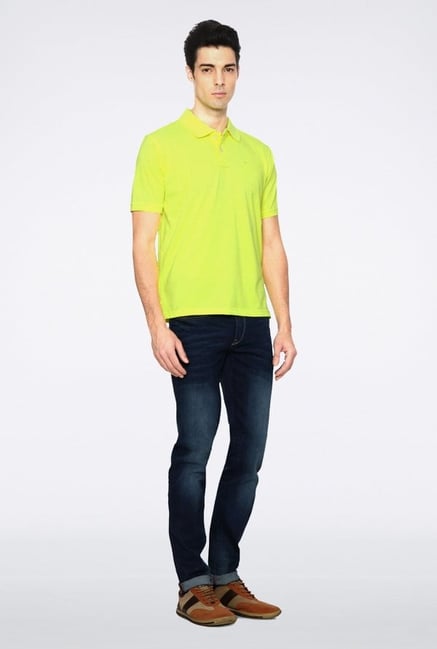 Peter England Green Solid Polo T shirt Peter England Green Solid Polo T shirt