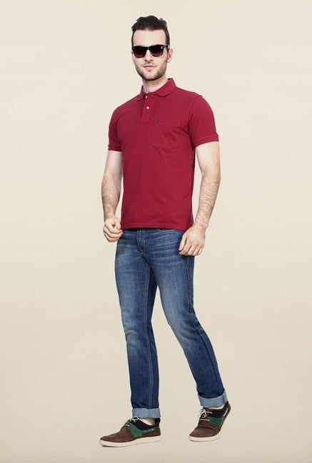 Allen Solly Maroon Solid Polo T shirt Allen Solly Maroon Solid Polo T shirt