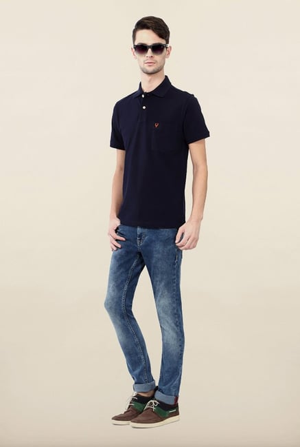 Allen Solly Navy Solid Polo T shirt Allen Solly Navy Solid Polo T shirt