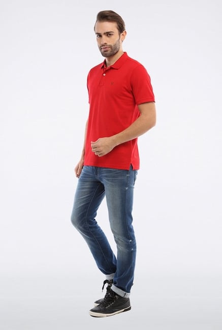 Allen Solly Red Solid Polo T shirt Allen Solly Red Solid Polo T shirt