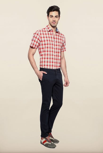 Allen Solly Navy Solid Casual Trouser Allen Solly Navy Solid Casual Trouser