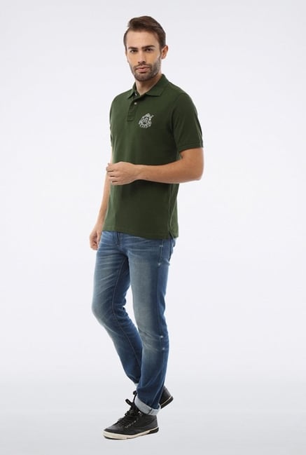 Allen Solly Green Solid Polo T shirt Allen Solly Green Solid Polo T shirt