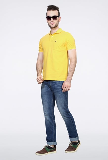 Allen Solly Yellow Striped Polo T shirt Allen Solly Yellow Striped Polo T shirt