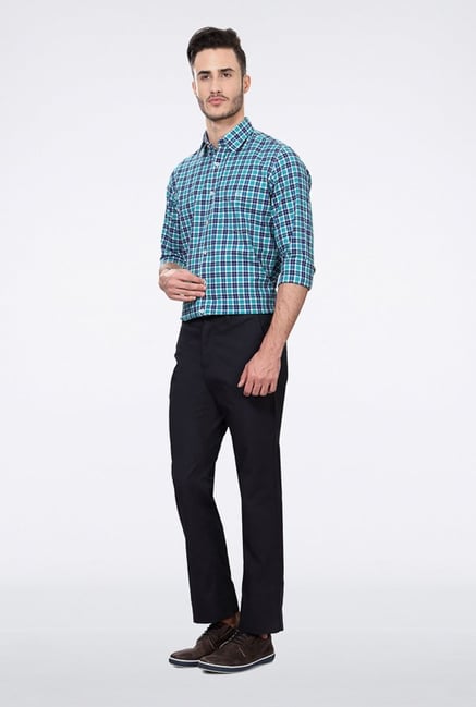 Allen Solly Navy Solid Casual Trouser Allen Solly Navy Solid Casual Trouser