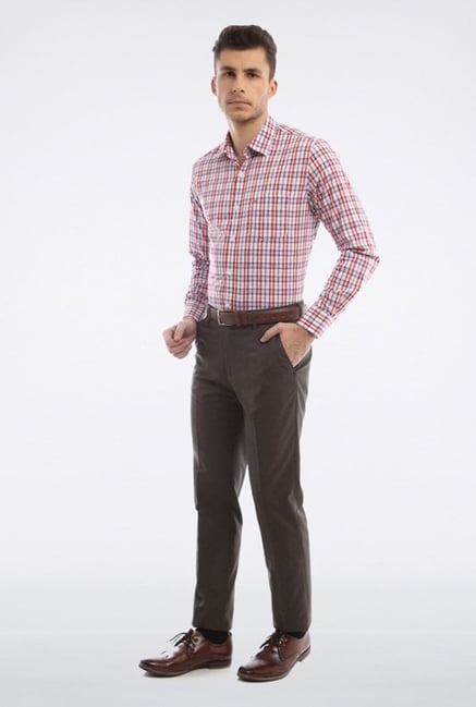 Peter England Red Checks Casual Shirt Peter England Red Checks Casual Shirt
