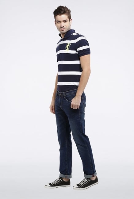 Allen Solly Dark Blue Solid Jeans Allen Solly Dark Blue Solid Jeans
