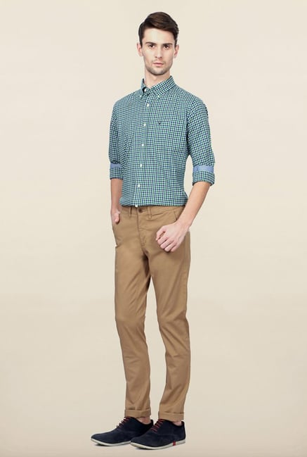 Allen Solly Green Checks Casual Shirt Allen Solly Green Checks Casual Shirt