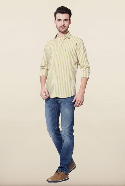 Allen Solly Yellow Checks Casual Shirt Allen Solly Yellow Checks Casual Shirt