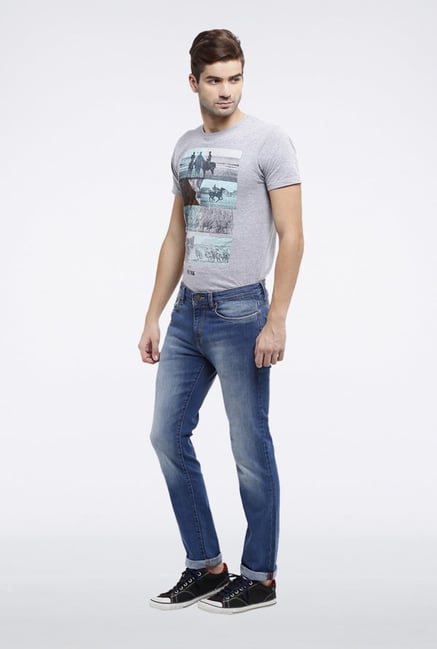 Allen Solly Blue Solid Jeans Allen Solly Blue Solid Jeans