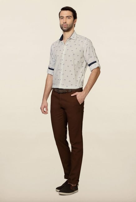 Van Heusen White Printed Slim Fit Shirt Van Heusen White Printed Slim Fit Shirt