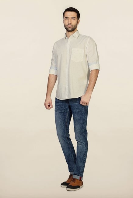 Van Heusen White Printed Cotton Shirt Van Heusen White Printed Cotton Shirt