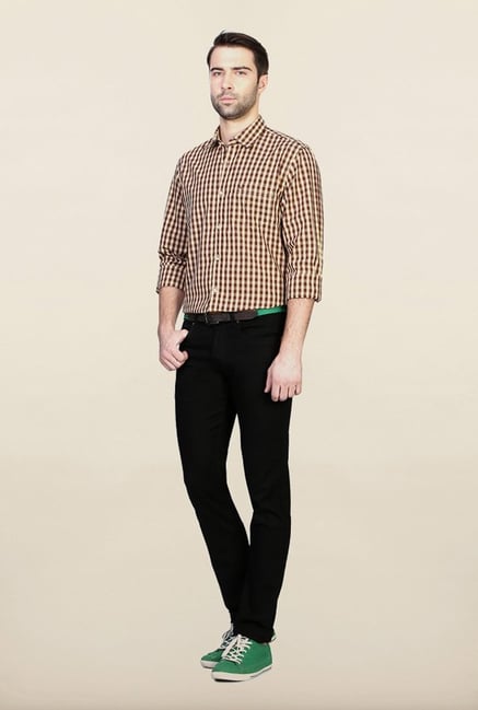 Peter England Brown Checks Casual Shirt Peter England Brown Checks Casual Shirt